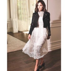 Olivia Culpo x Le Tote Medallion MIDI White Lace Dress S